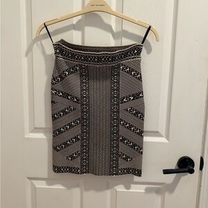 BCBGMaxAzria Black and Cream Geometric Pencil Skirt